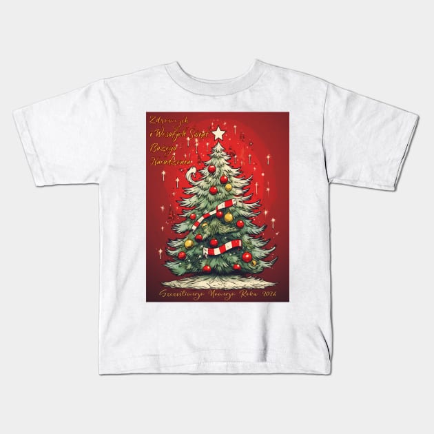 Merry Christmas and Happy New Year Kids T-Shirt by FehuMarcinArt